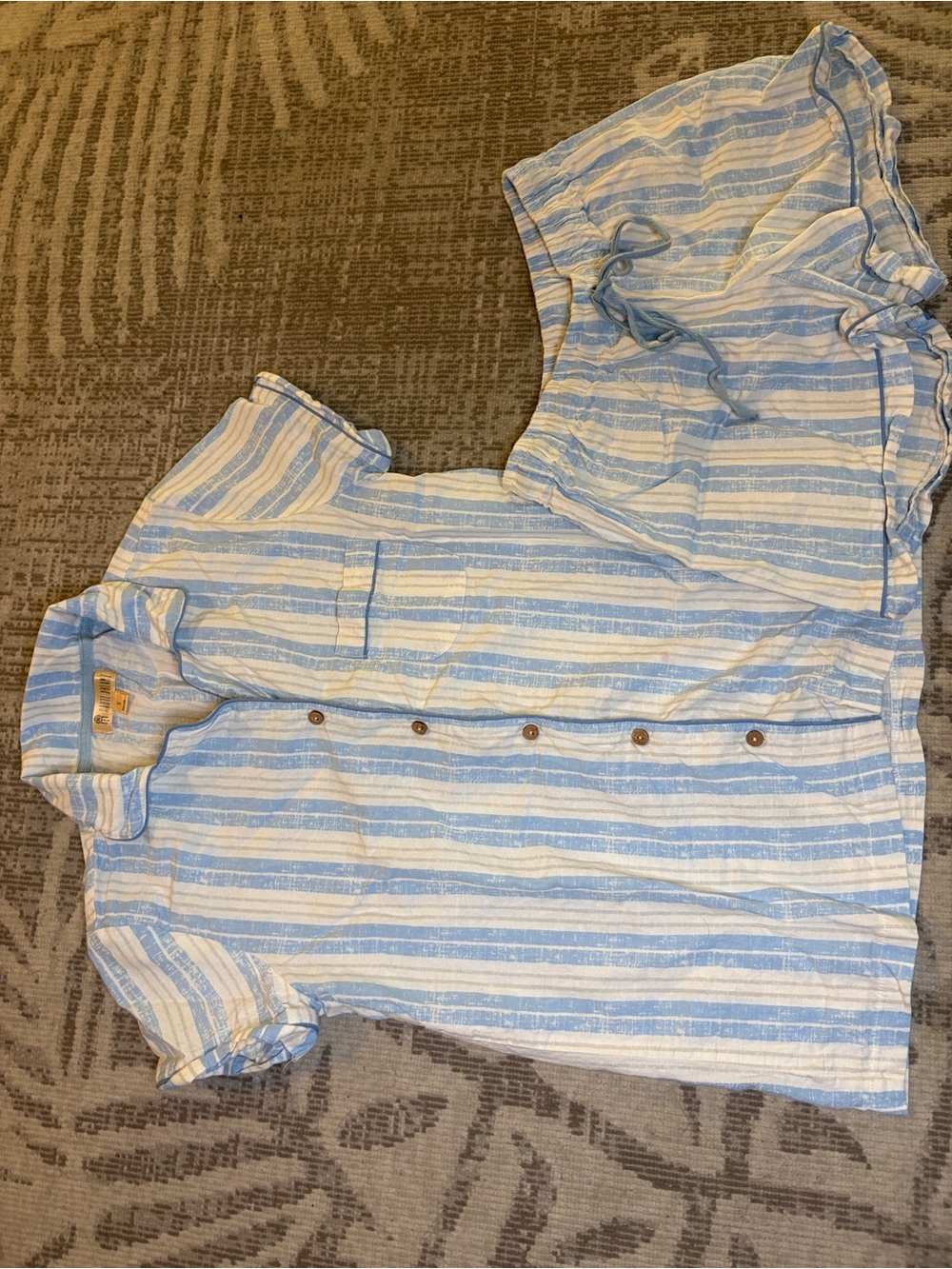 Haute Dreamz Blue White Stripe 100% Cotton Pajama Set Size Small - Picture 2 of 14